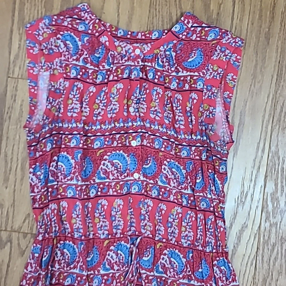 Loft Red Fan Floral Shirtdress Dress, size Medium - Picture 3 of 4
